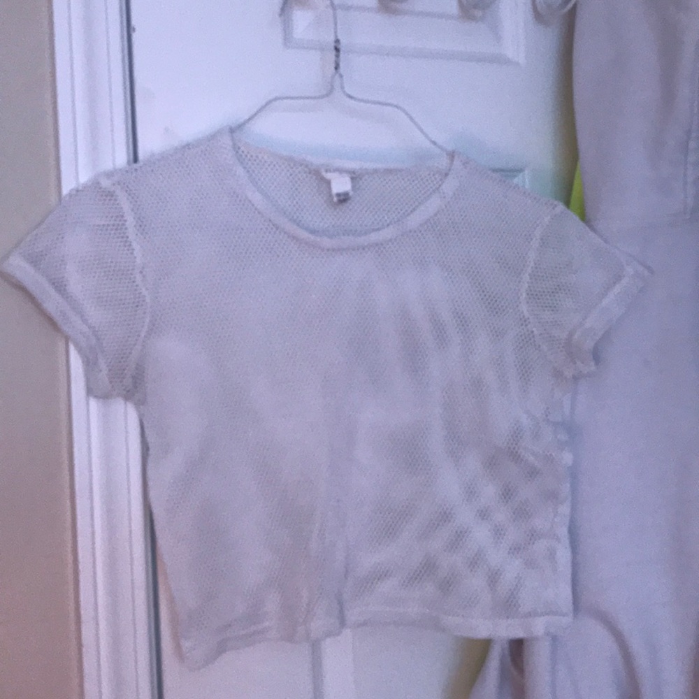Mesh white crop top